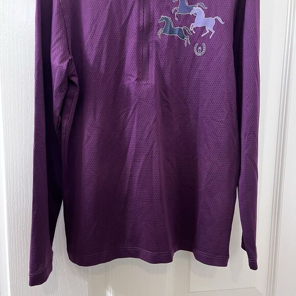 Kerrits Kids Aire Ice Fil Long Sleeve Horse Riding Shirt Magenta Girls Small 6-7 - Picture 3 of 11